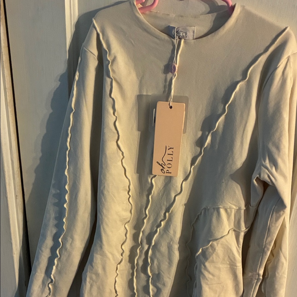 Oh Polly Cream Long Sleeve Dress